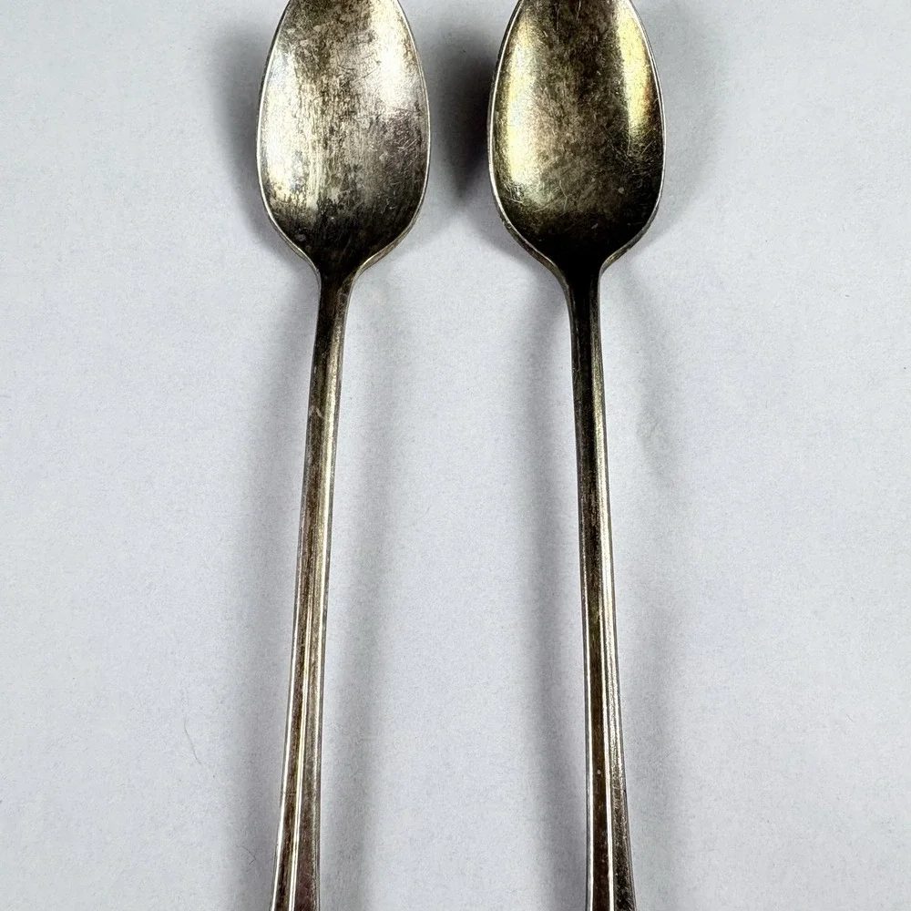 Vintage 1847 Rogers Bros Daffodil Iced Tea Spoons Silverplate Floral 7.75